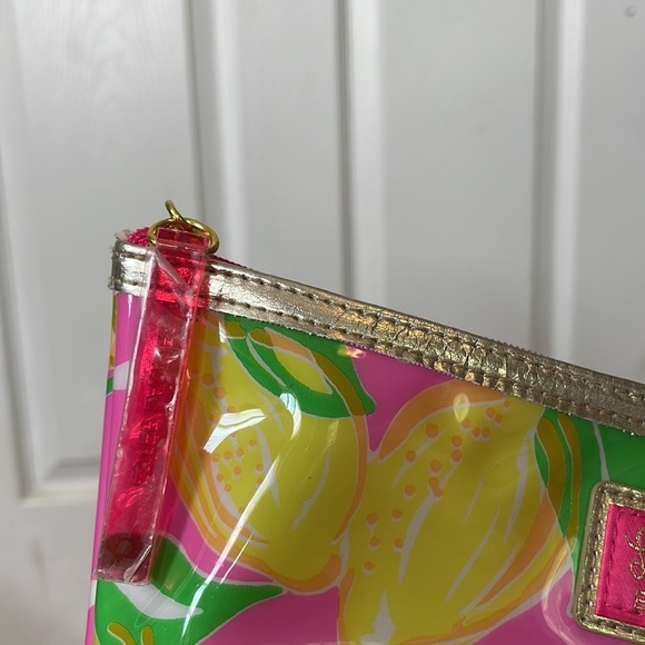 Lilly Pulitzer for estée lauder lemon pink preppy make up travel toiletries bag - Picture 6 of 16